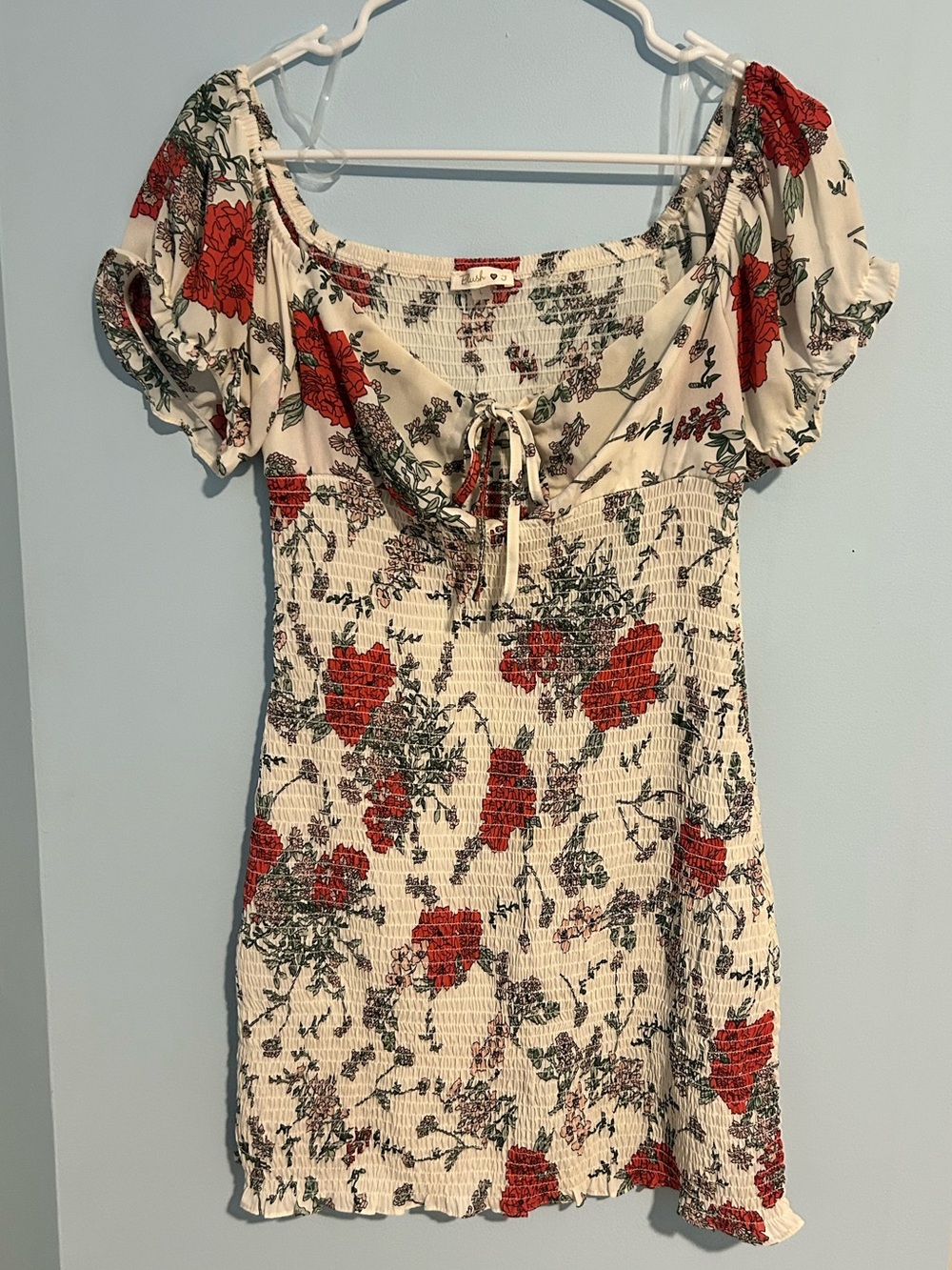 Blush Cream Floral Smocked Mini Dress